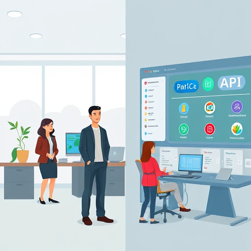 animated split-screen illustration showing API request flow on the right, a variety of AI model icons (GPT-4, Claude, Gemini, DALL·E)