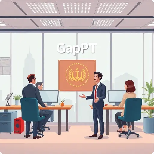 cartoon style walkthrough showcase of GapGPT logo design process: