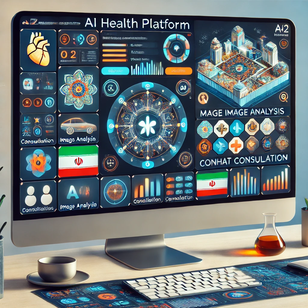 modern dashboard of AI health platform with multiple features (image analysis, consultation, AI chat)