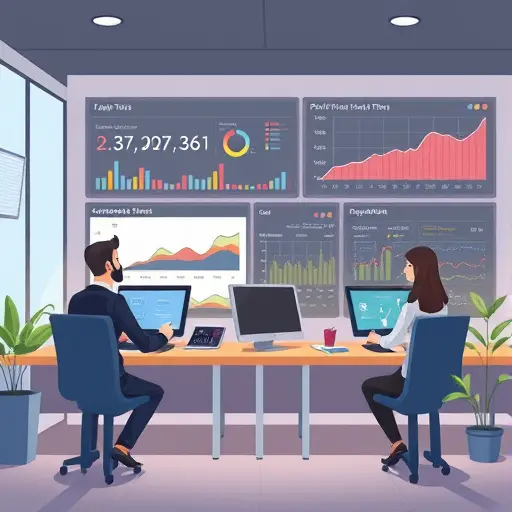 modern cartoon-style visualization of API performance benchmarking: animated dashboards showing response time graphs, throughput metrics, code profiling, no text