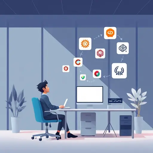 modern animated illustration of an AI-