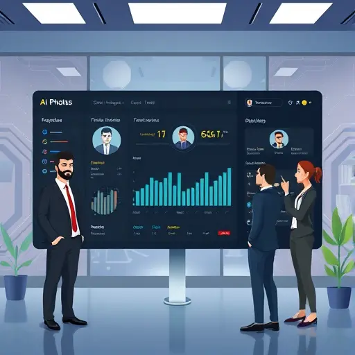 modern animated dashboard with advanced AI photo controls, sliders for style and quality, cartoon avatars, abstract technology background, text-free