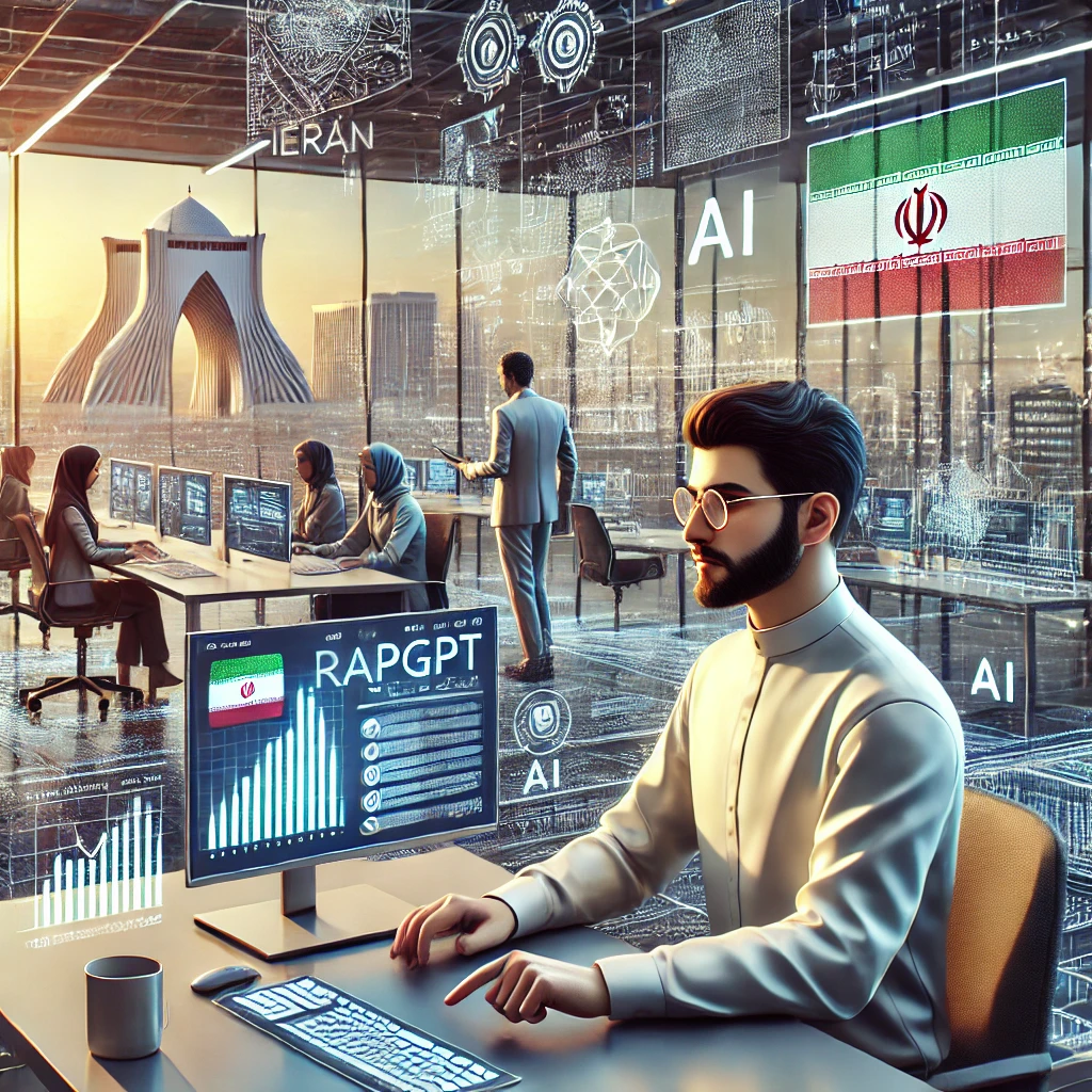 modern comparison illustration showing an Iranian language learner using GapGPT AI platform side-by-