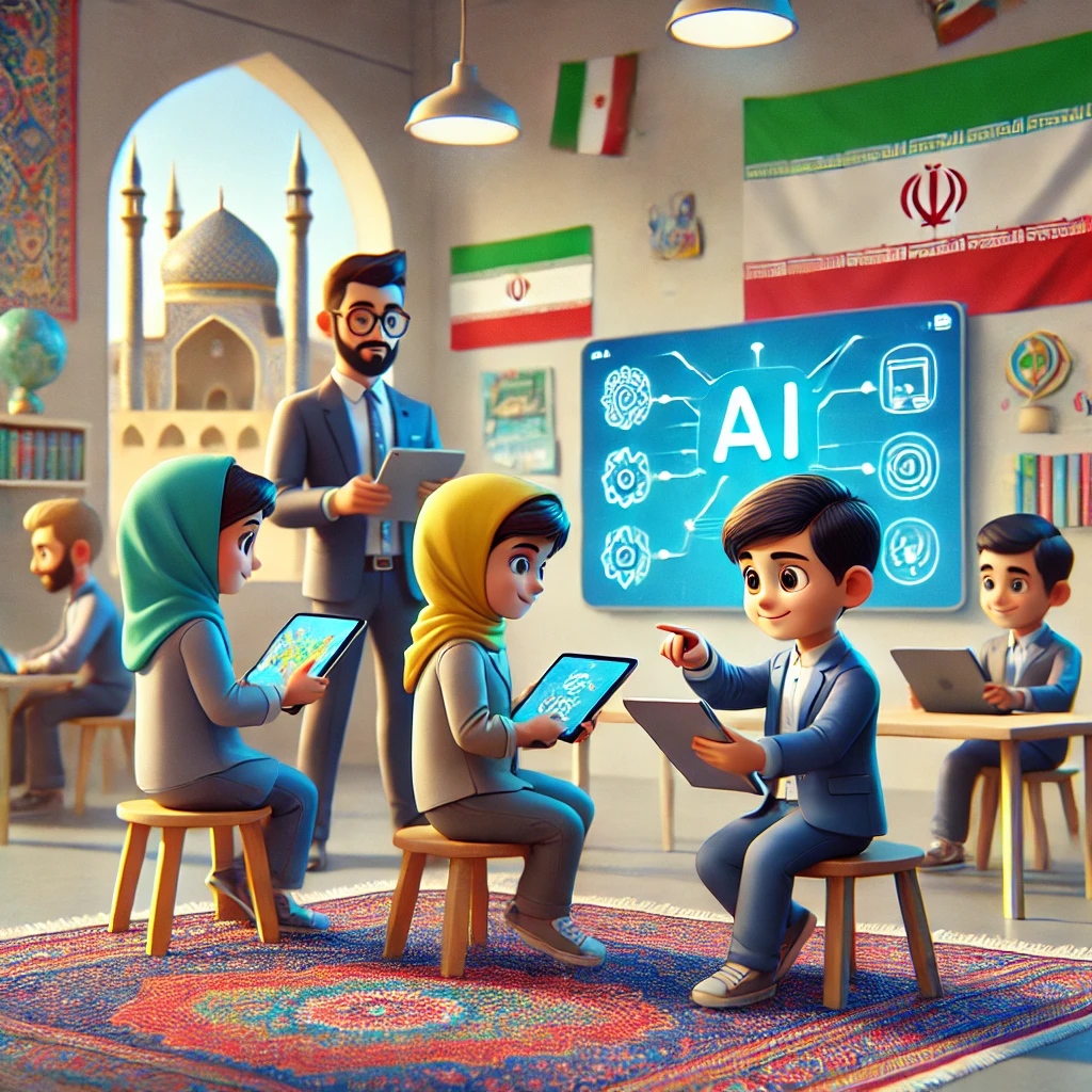 illustration of animated children playing AI-
