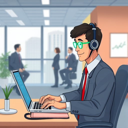animated illustration of a student typing a prompt into an AI chatbot, digital notebook interface, technology motifs, text-free