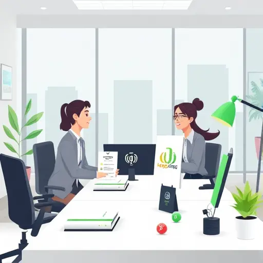(business card, poster, logo) generated by AI on digital desk, green accent, no text