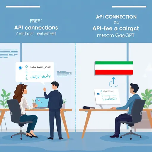 tech illustration comparing two API connection methods: