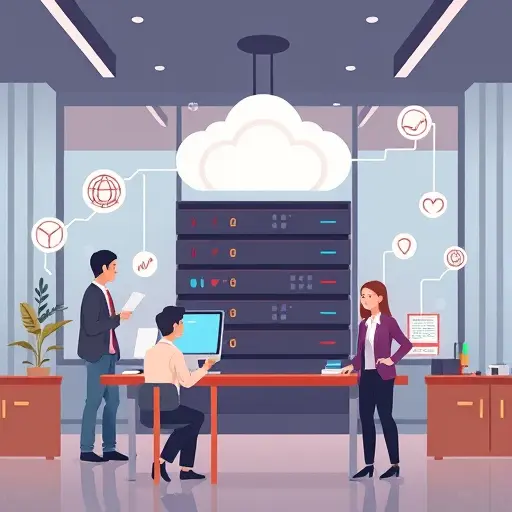 abstract illustration of scalable database design for AI sessions, showing growth of data, cloud database icons, batch storage, text-