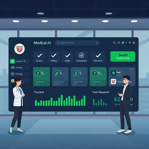 ; clean dark UI, green accents, minimal icons (stethoscope, shield, book);