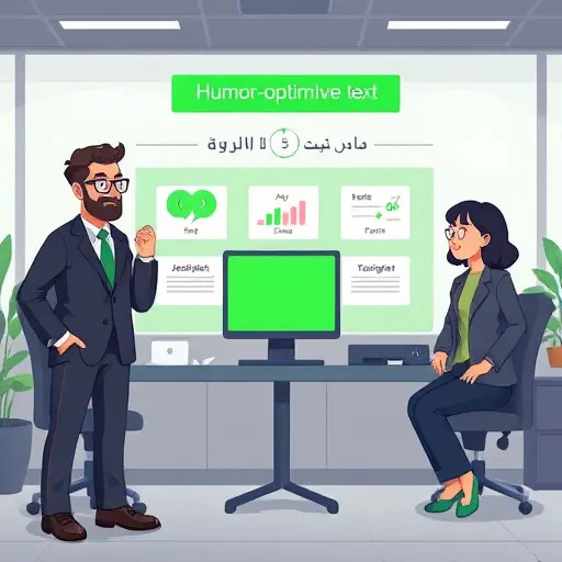 animated illustration of humor optimization workflow: setup-twist-punchline boards, metronome for rhythm, A/#94d3a2