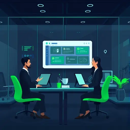 illustration of an AI assistant scoring multiple hook/title/caption variants and a calendar auto-scheduler for short videos; dark theme, neon green accents, clean, no text
