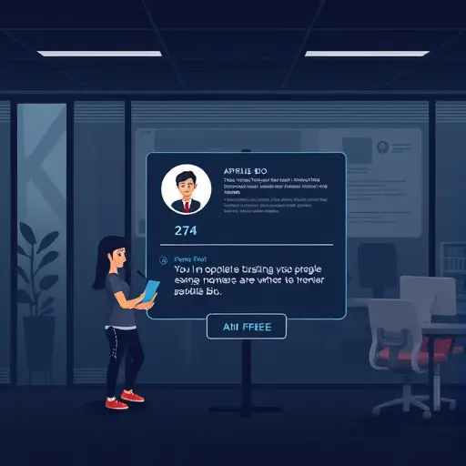 modern dark-themed illustration of AI optimizing a profile bio, highlighting keyword tags and a clear call-to-