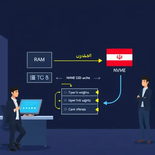 illustrated memory pipeline showing RAM, NVMe SSD cache, tokenizer/