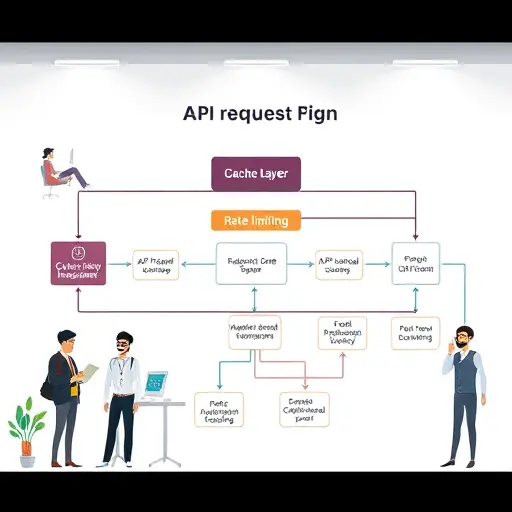 animated flowchart showing API request optimization: