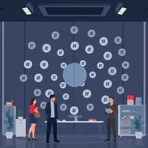 animated hashtag clustering map with categories (brand core, niche, trends, campaign)