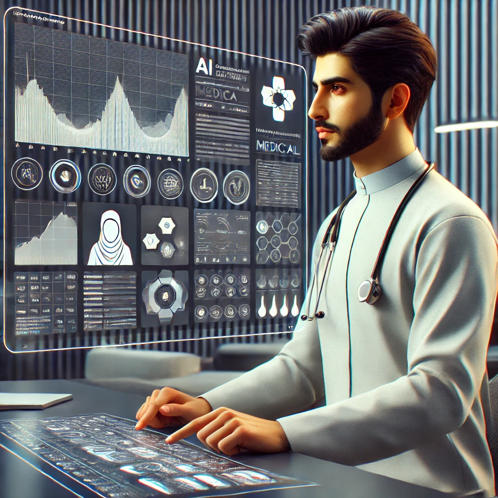 animated doctor reviewing AI-