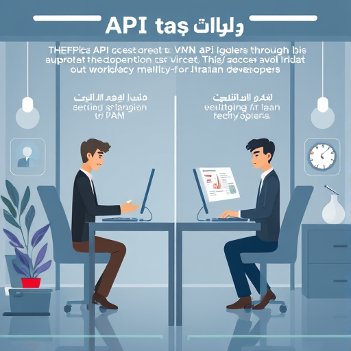 simple infographic contrasting direct API access through VPN (blocked for Iran)