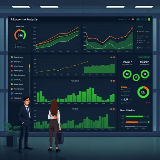 animated economic analytics dashboard showing CPI and GDP time series, correlation heatmap, scenario sliders, dark UI with green accents matching #94d3a2