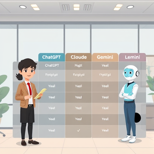 cartoon-(ChatGPT, Claude, Gemini) for kids' education, with child-