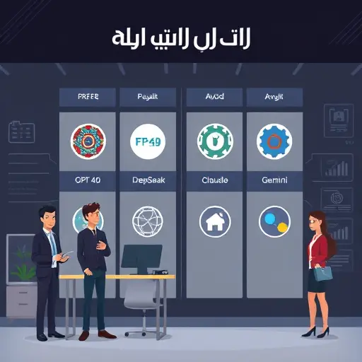 illustrated comparison chart showing different AI model icons (GPT-4o, DeepSeek, Claude, Gemini)