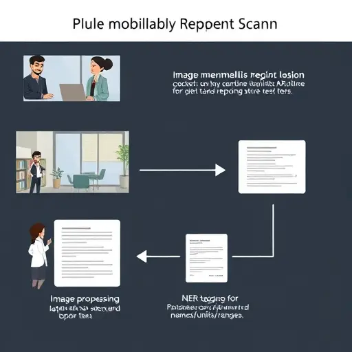 illustrated pipeline of mobile lab report scanning, steps:/units/