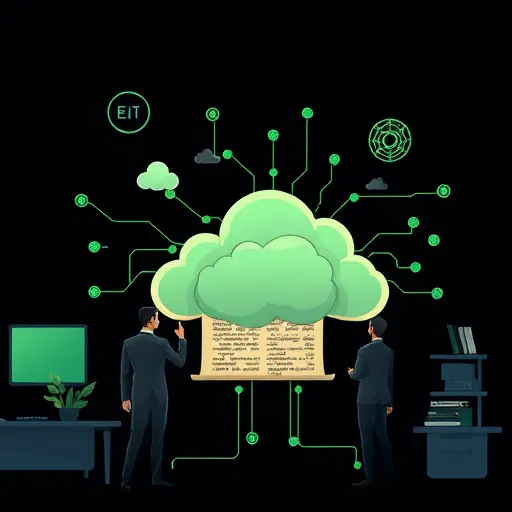 cartoon-style illustration of a dream cloud connected to an AI neural network, analyzing a text scroll, dark theme colors matching #171717