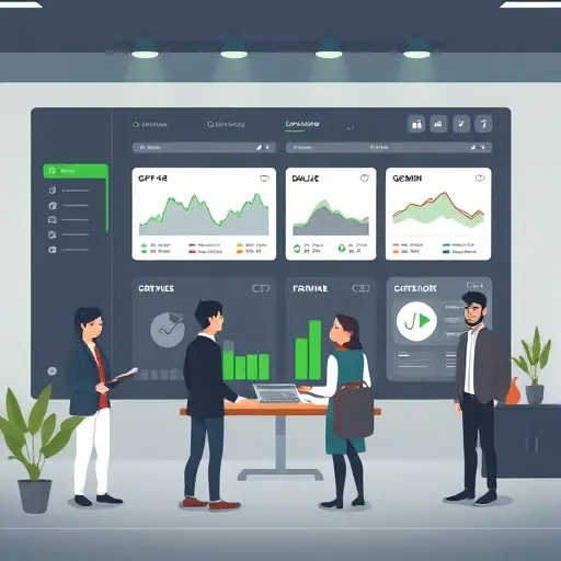 animated dashboard showing model tiles for GPT-4o, Claude, Gemini, DALL·E, dark theme with green accents, minimal icons, text-free
