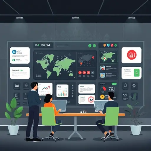animated illustration of a travel planning board with AI chat bubbles, map pins, budget icons, calendar, and weather symbols;