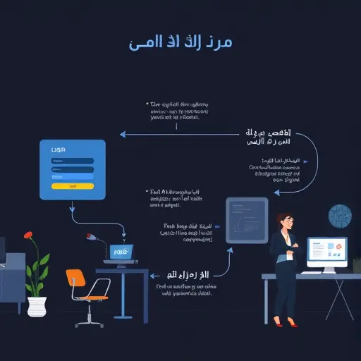 cartoon style flow illustration showing step-by-step process: