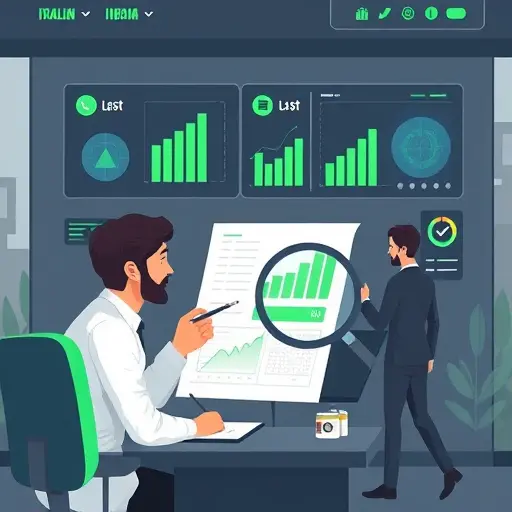 illustration of AI analyzing lab test reports, charts and lab icons, magnifying glass, dark UI with green accents matching #171717 and #94d3a2
