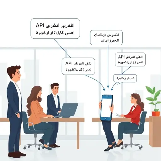 animated API request and response flow with Farsi (Persian)