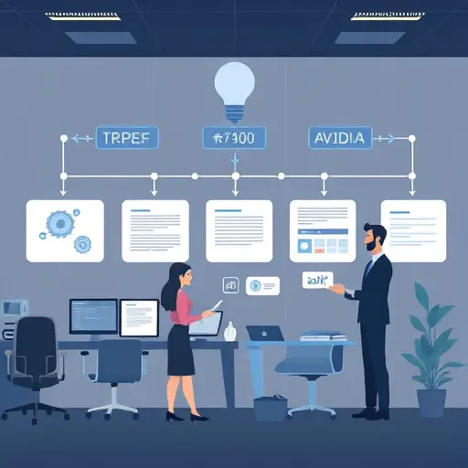 animated illustration of an AI-powered content workflow: