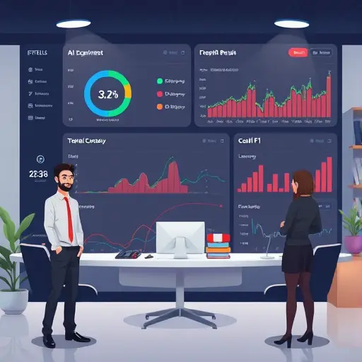 animated illustration of AI experiment results dashboard, charts for precision recall F1