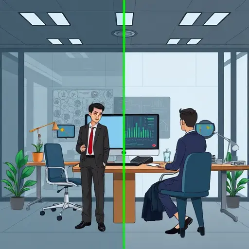split-screen illustration showing an old noisy, low-res photo on the left and a clean, sharp, color-corrected version on the right; cartoon-style UI panels labeled subtly with icons (no text)