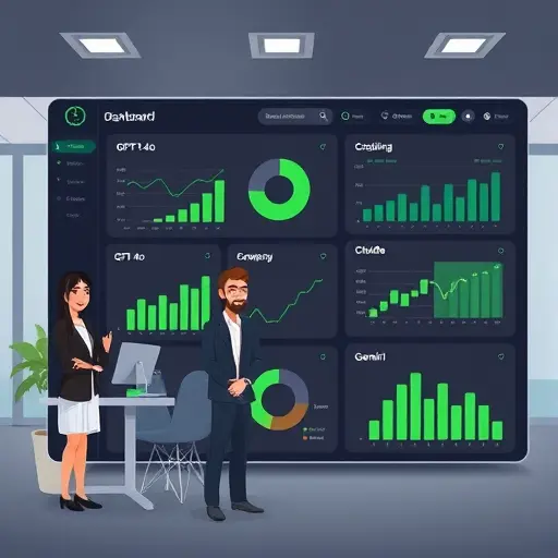 comparison dashboard illustration showing GPT-4o, Claude, and Gemini side-by-