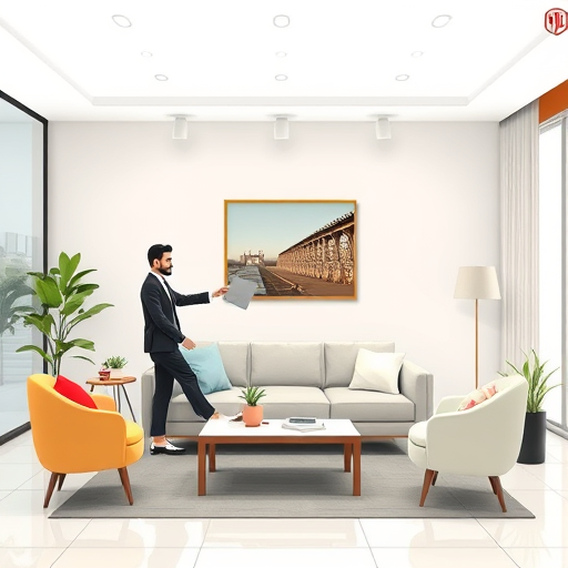animated gif illustration showing multi-turn AI image editing, adding sofa and changing wall colors in a living room, clean user interface concept, text-free