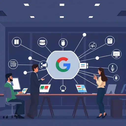 modern illustration of Google Gemini AI as a multimodal system, showing icons for text, image, audio, and video connected by neural network lines, clean dark-