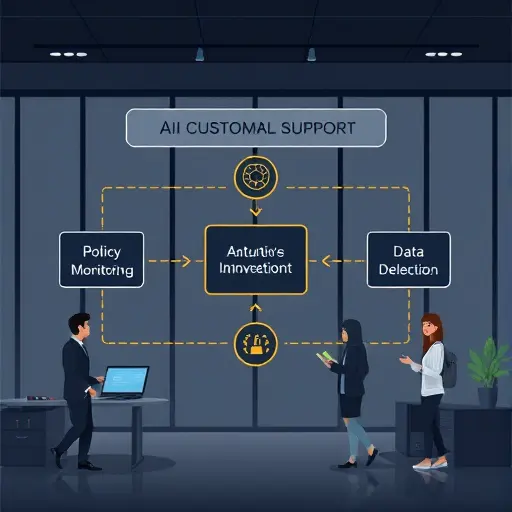risk management flow diagram for AI customer support: policy → monitoring → escalation →