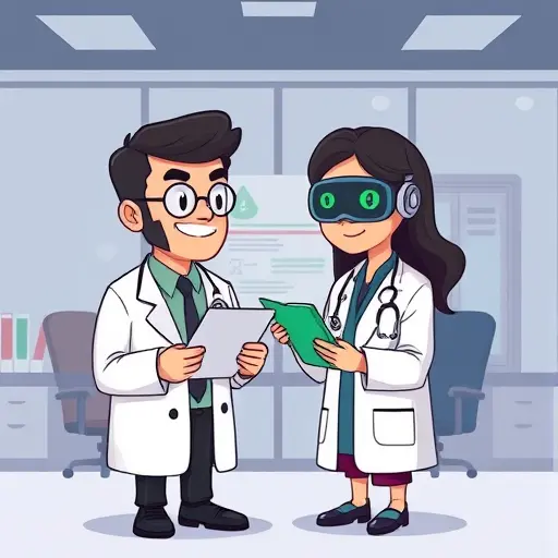 animated doctor icon and AI assistant side-by-