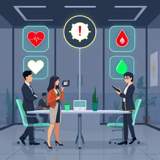 illustration of urgent medical alert icons (heart, glucose, blood drop)