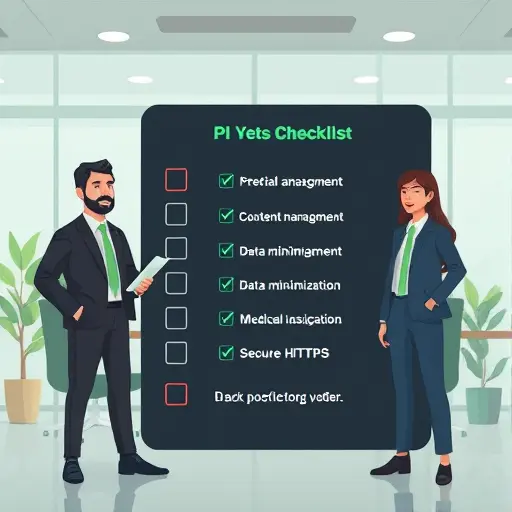 modern animated checklist UI for medical AI privacy: anonymization, consent management, data minimization, secure HTTPS, dark mode, green accent, clean, text-free