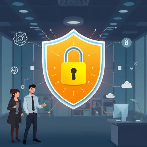 animated cybersecurity shield with a padlock protecting medical data pipelines, symbols for HIPAA and GDPR compliance, AES-256 and TLS 1.3
