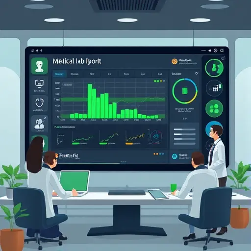 animated illustration of AI analyzing a medical lab report on a dark-