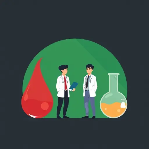flat animated medical icons set: blood drop, urine flask, hormone symbol, arranged on dark background with green accent (#94d3a2), minimal clean vector, no text
