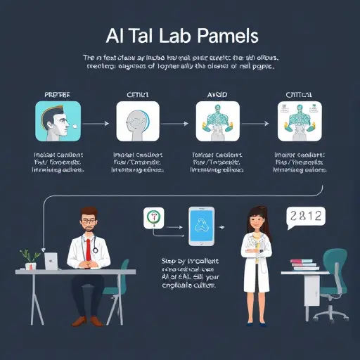 step-by-step flow illustration showing AI interpreting lab panels (CBC, CRP, TSH, Vitamin D)
