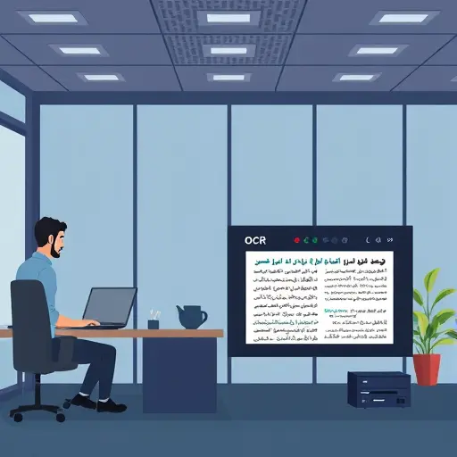 animated illustration of OCR process, showing scan -> preprocess -> OCR ->