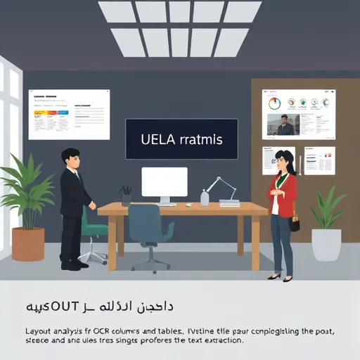clean infographic style illustration of layout analysis for OCR: