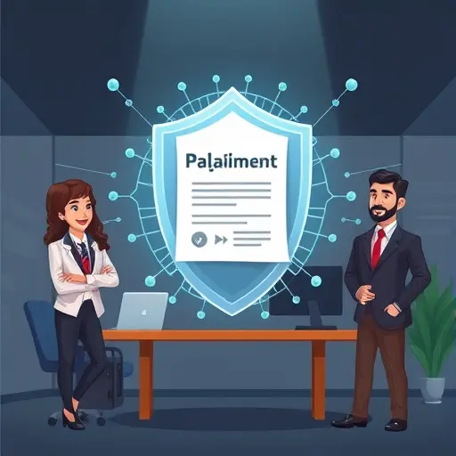 cartoon-style illustration of plagiarism prevention: