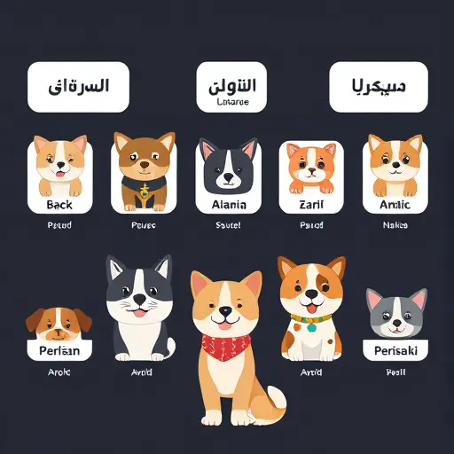 cute illustrated pet name tags grouped by categories ()