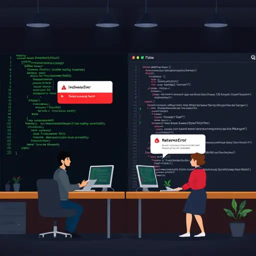 split-screen animated illustration: Python code (dark terminal) on the left with 